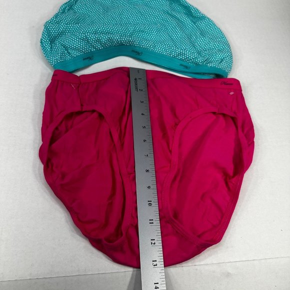 Lot Of 2 Hanes Women's Sz XL 8 Panty Brief Hi Cut 1 Pink 1 Green Polka Dot NWOT - Picture 8 of 9